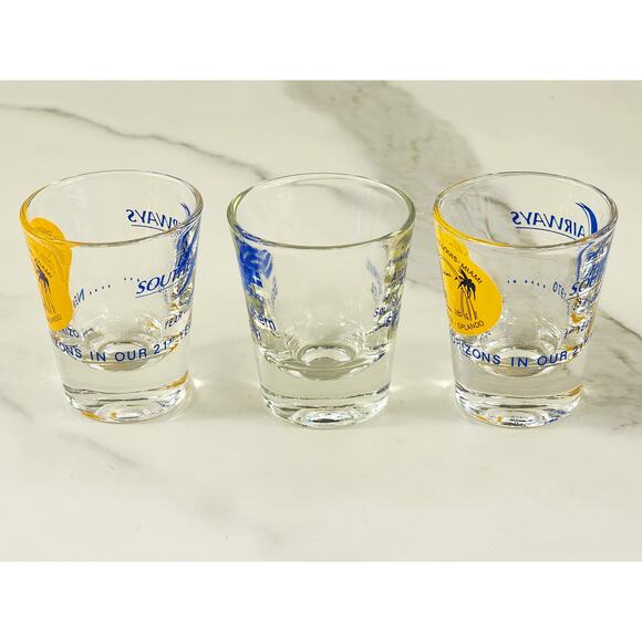Southern Airways Airline Shot Glass 21th 25th Anniversary 70s x3 New Vintage - Picture 10 of 15